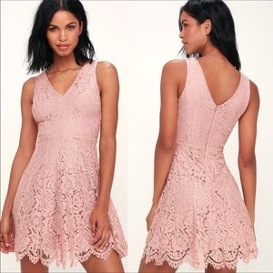 NWT Lulus Love And Happiness Blush Pink Lace Dress